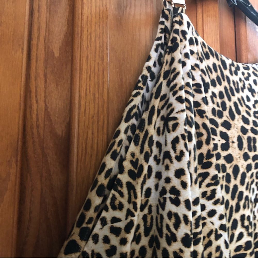 Boston Proper Leopard Print Mini Dress in Beige and Black - Picture 6 of 14